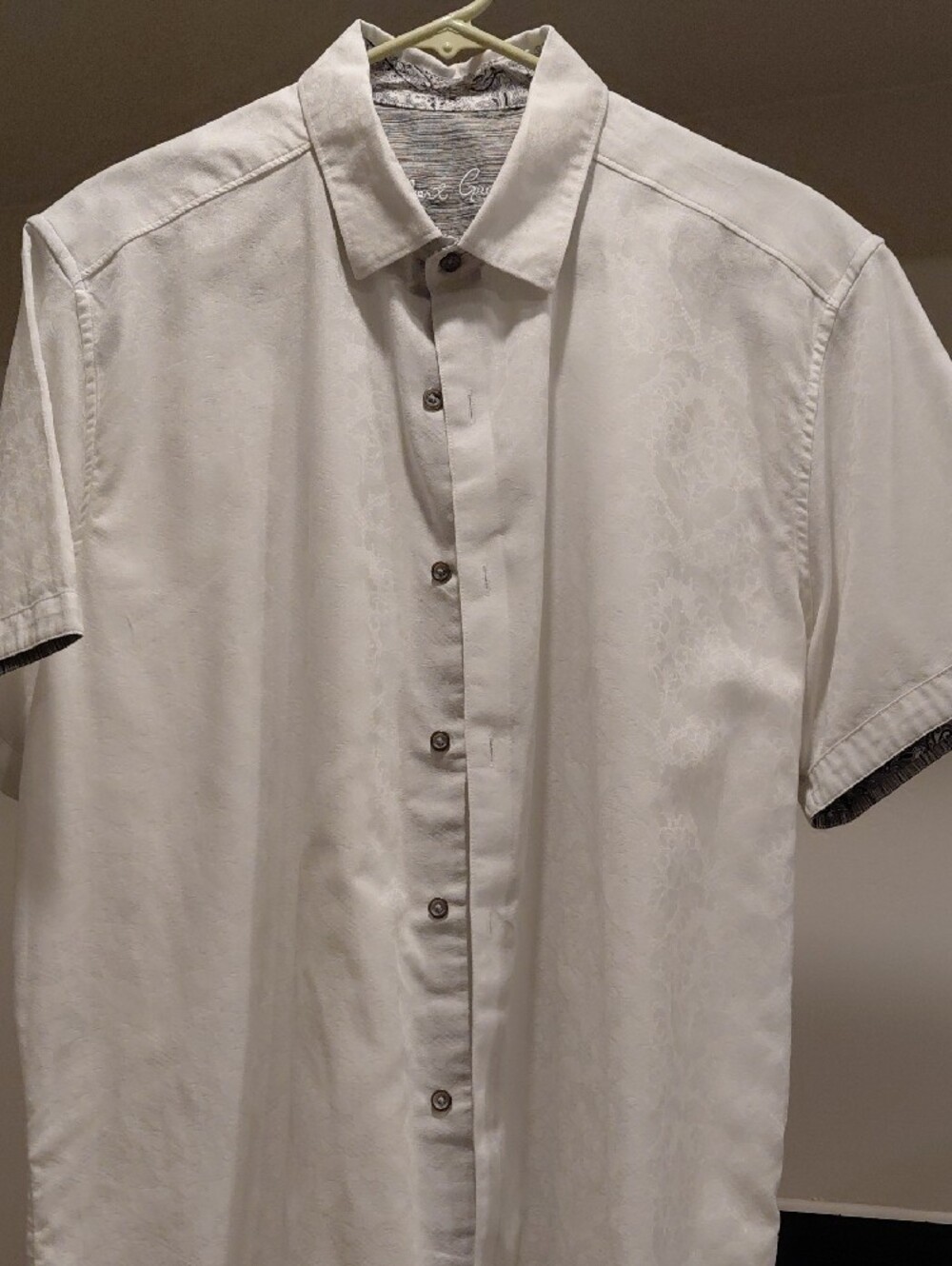 Robert Graham White Short Sleeve Button-Down with Paisley Collar Lining - Picture 2 of 5